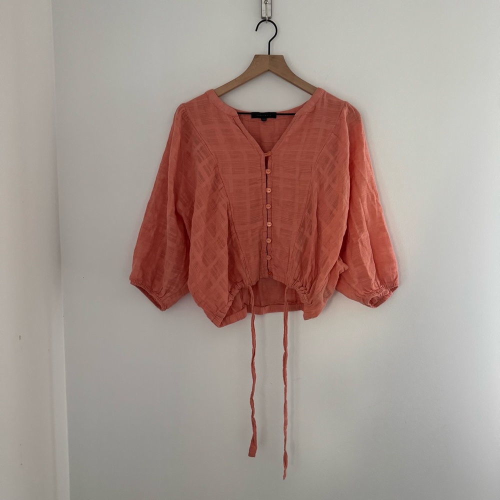 Sanctuary Peach Button-Down Blouse Women’s Size S Boho Chic Top - Picture 3 of 10